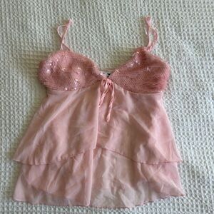 Fashion Nova Light Pink Sequin Bustier Top